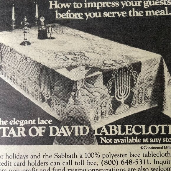1980 Continental Mills Star of David Tablecloth Ad Print Partial Page u Original - Picture 2 of 5